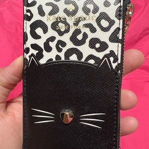 Brand New Kate Spade Meow Cat Kitty ID Card, Coin Lanyard